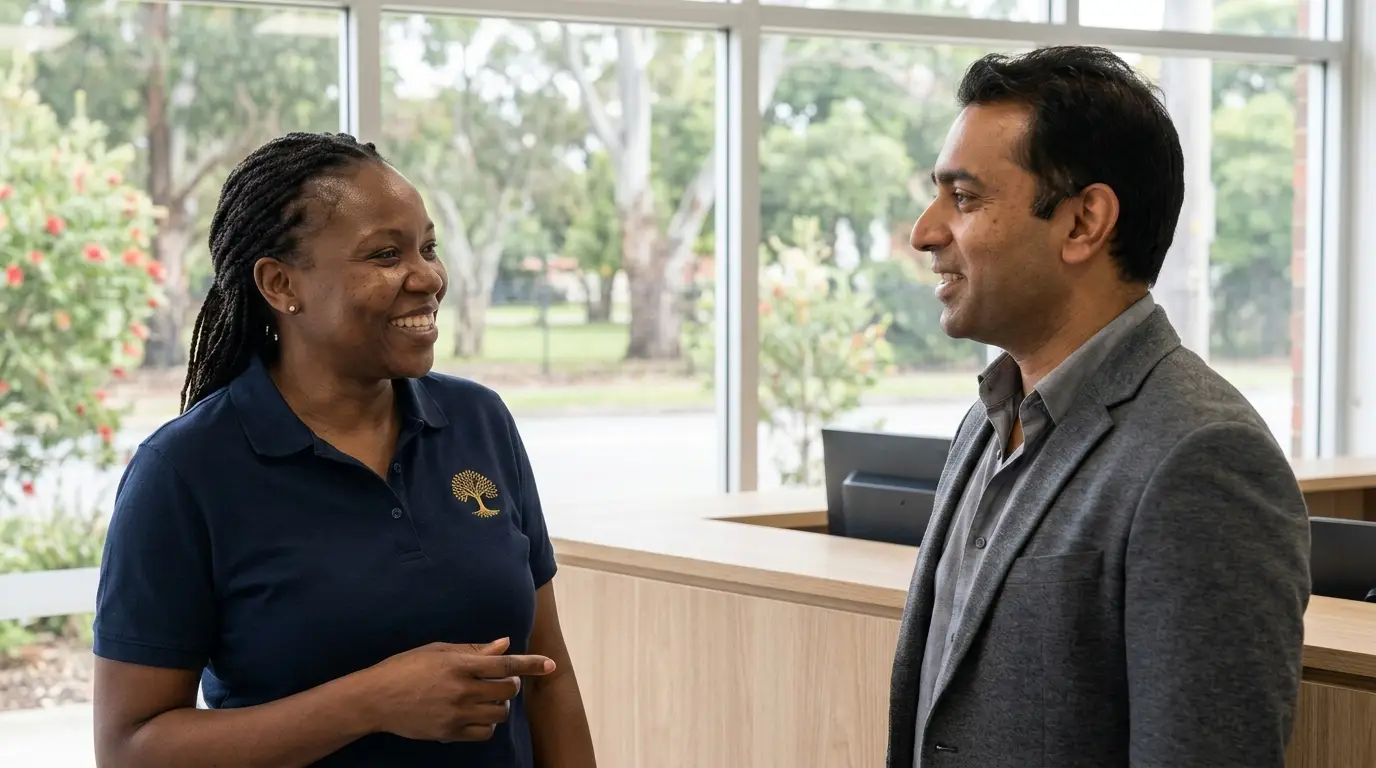 A support worker assisting a participant